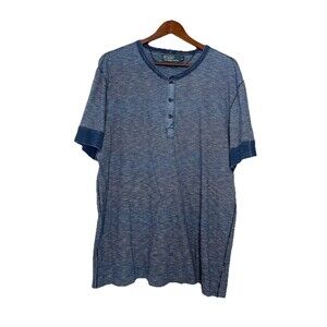 Polo Ralph Lauren Men's XL Blue Striped Classic Tshirt Button Detail